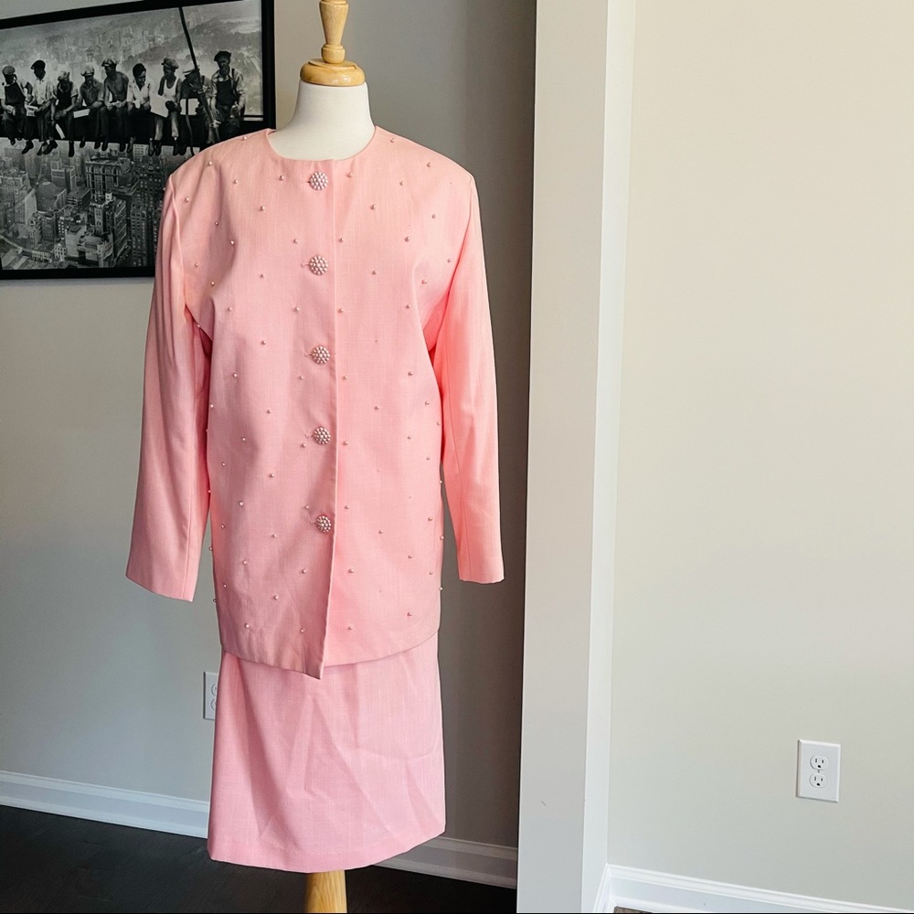 CHAD STEVENS 2PC Beaded Pink Skirt Suit Size 18W